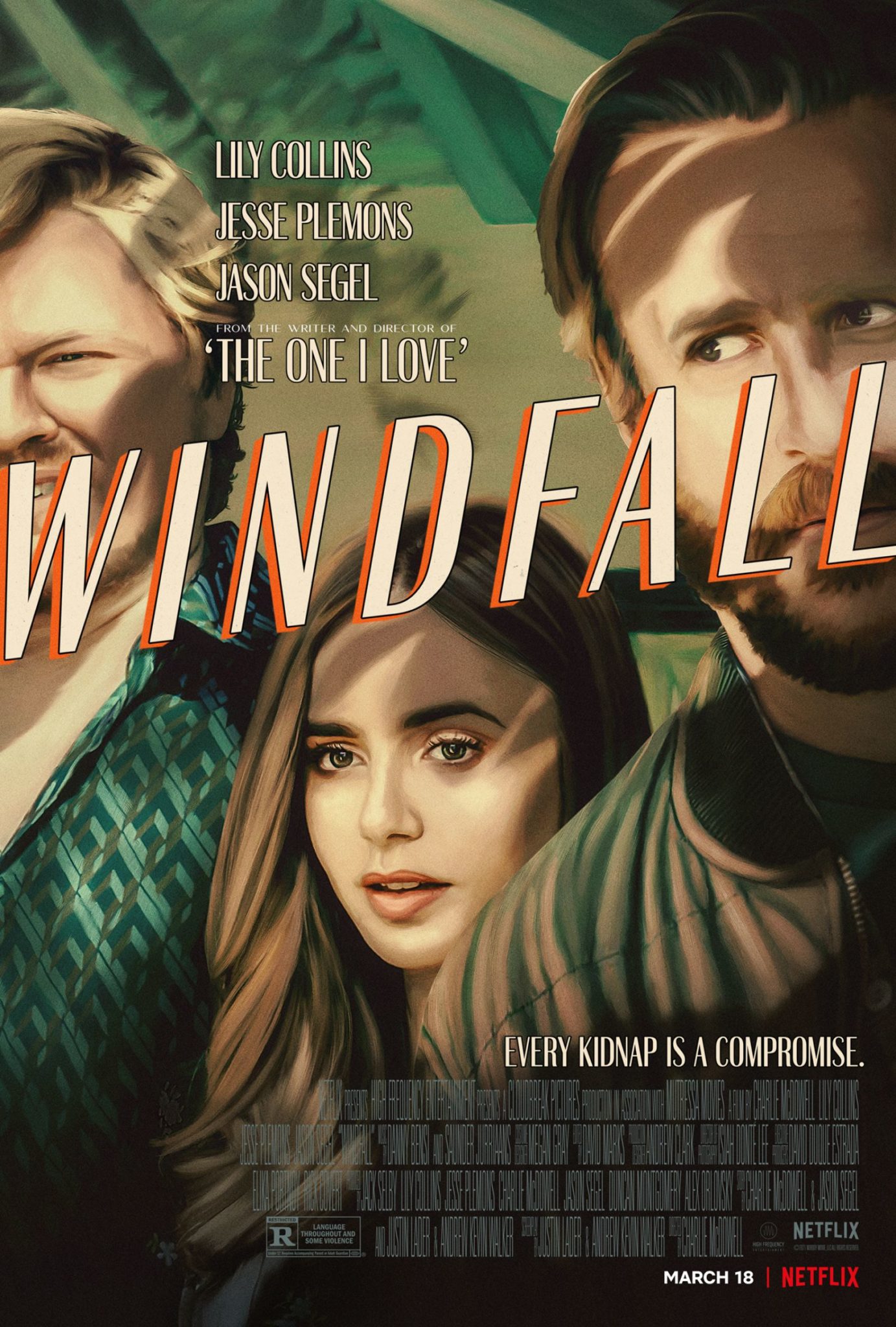 Windfall Trailer Jason Segel Disrupts Jesse Plemons and Lily Collins